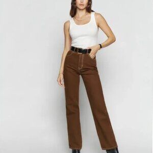 Reformation High Rise Cowboy Jeans - Brown, Size 27